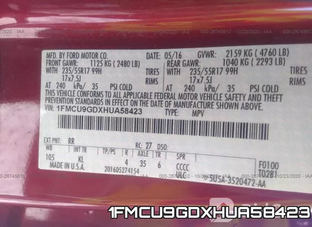 1FMCU9GDXHUA58423