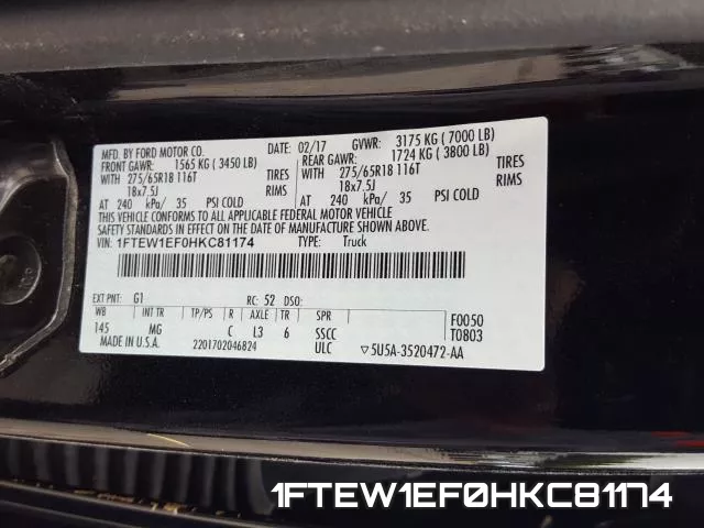 1FTEW1EF0HKC81174