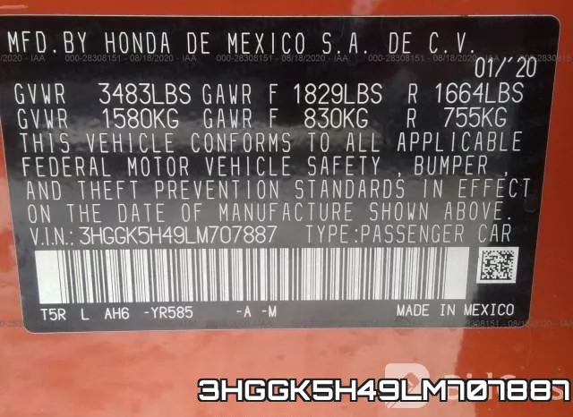 3HGGK5H49LM707887