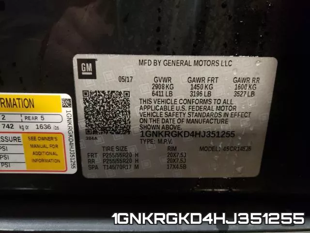 1GNKRGKD4HJ351255
