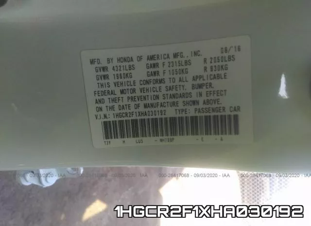 1HGCR2F1XHA030192