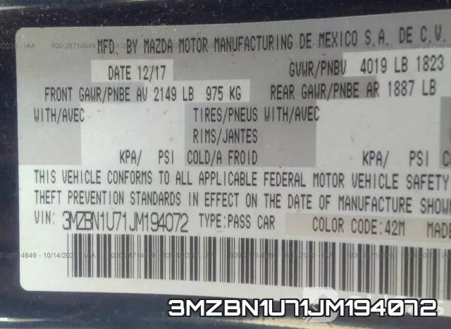 3MZBN1U71JM194072