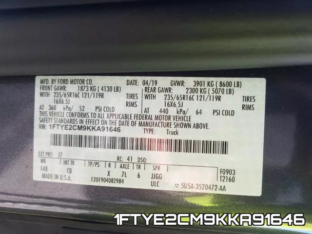 1FTYE2CM9KKA91646