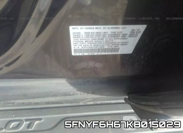 5FNYF6H67KB015029