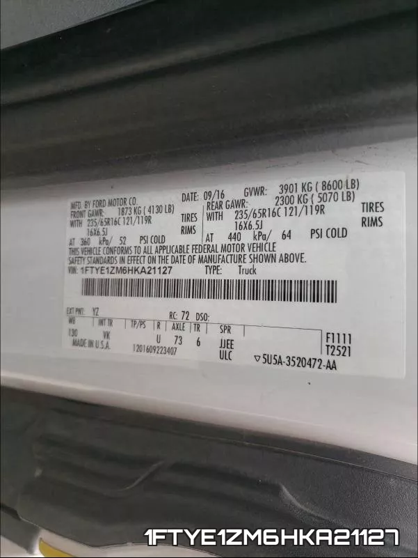 1FTYE1ZM6HKA21127