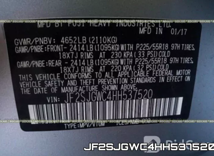 JF2SJGWC4HH537520
