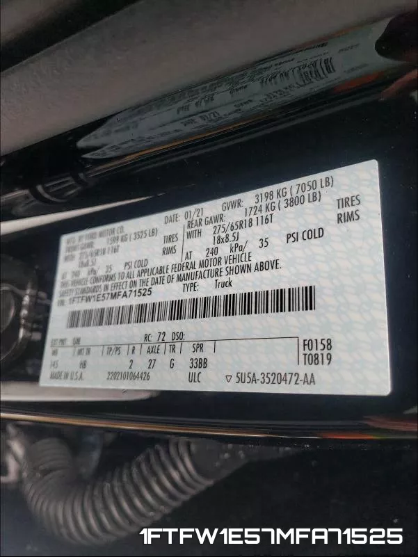 1FTFW1E57MFA71525