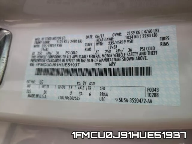 1FMCU0J91HUE51937