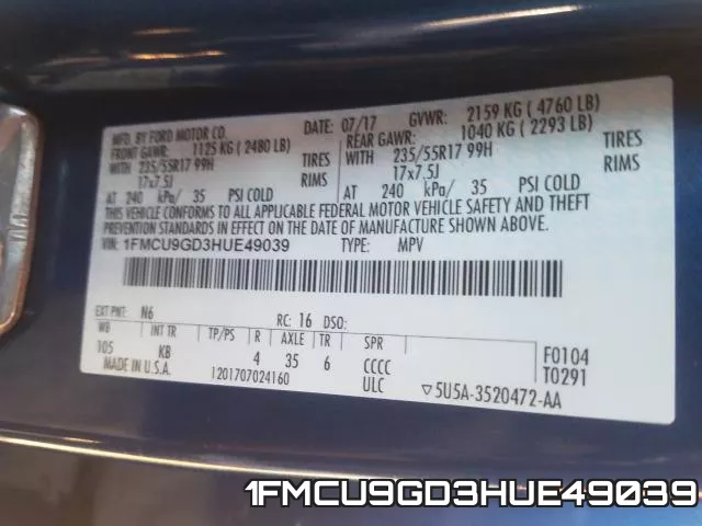 1FMCU9GD3HUE49039