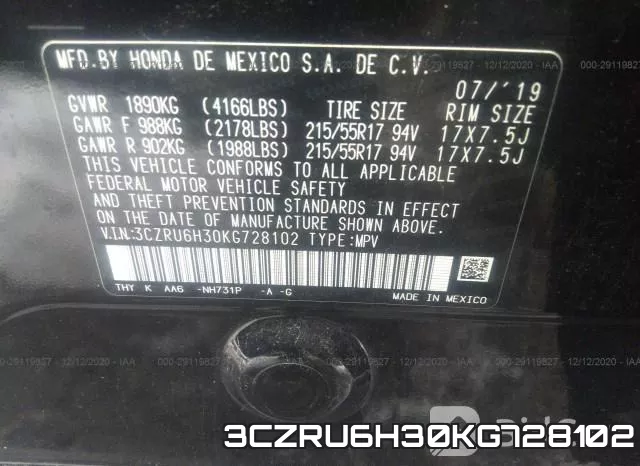 3CZRU6H30KG728102