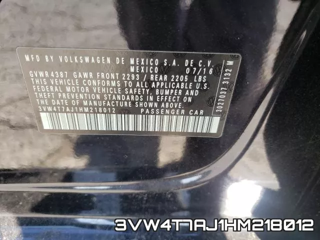 3VW4T7AJ1HM218012