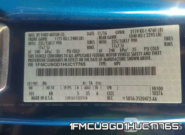 1FMCU9GD1HUC17765