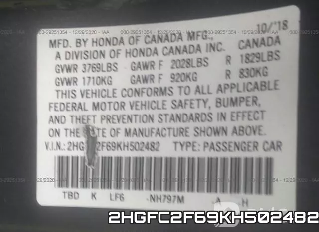 2HGFC2F69KH502482