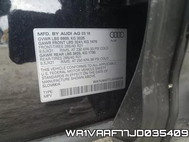WA1VAAF77JD035409