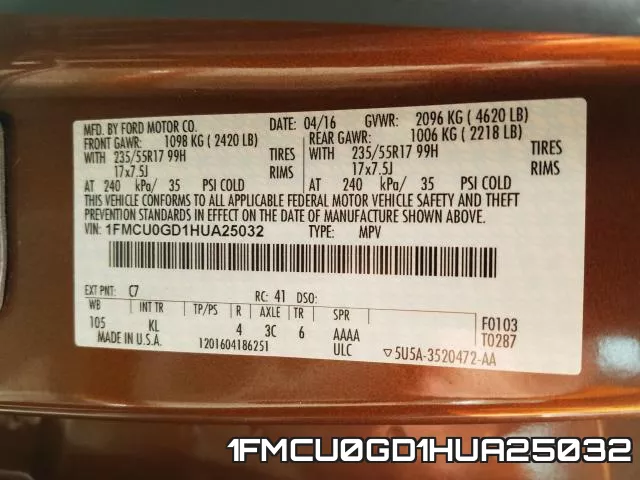 1FMCU0GD1HUA25032