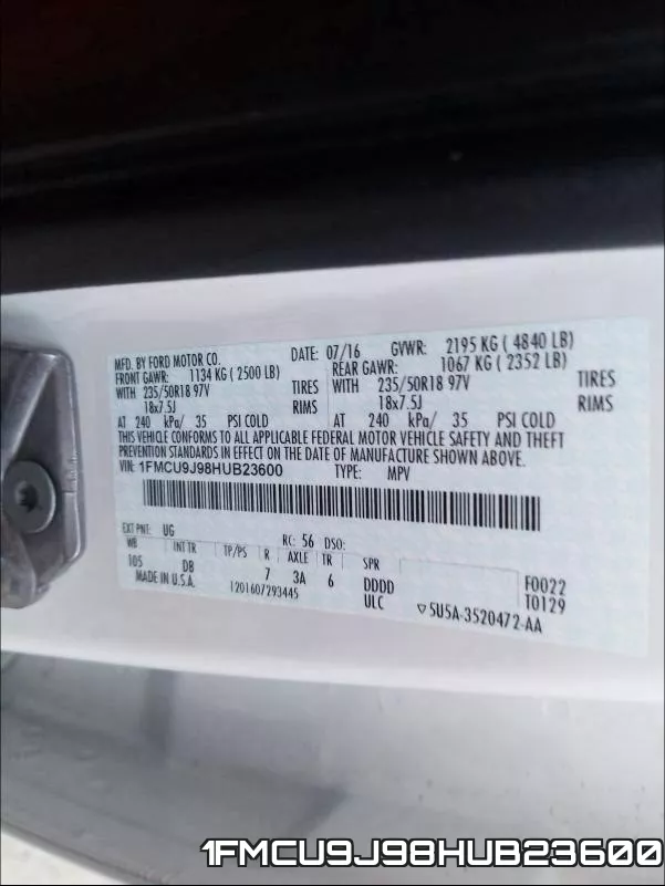 1FMCU9J98HUB23600