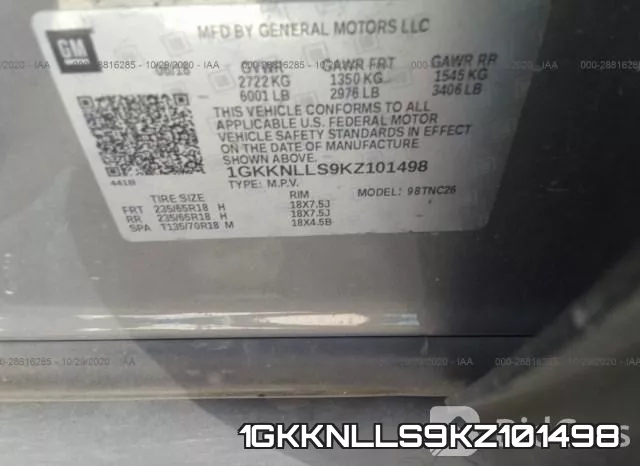 1GKKNLLS9KZ101498