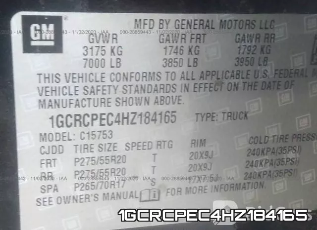 1GCRCPEC4HZ184165
