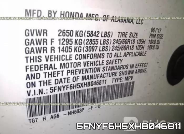 5FNYF6H5XHB046811