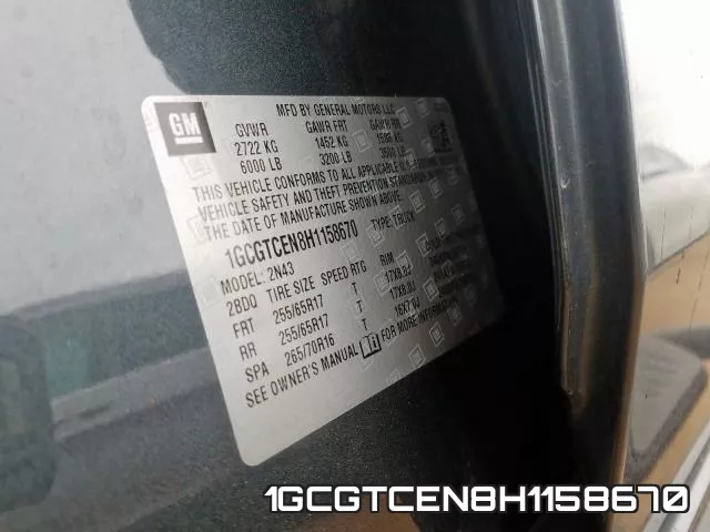 1GCGTCEN8H1158670