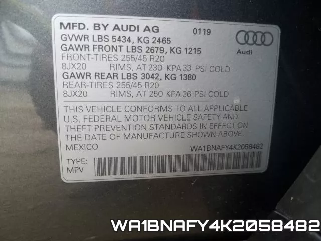 WA1BNAFY4K2058482