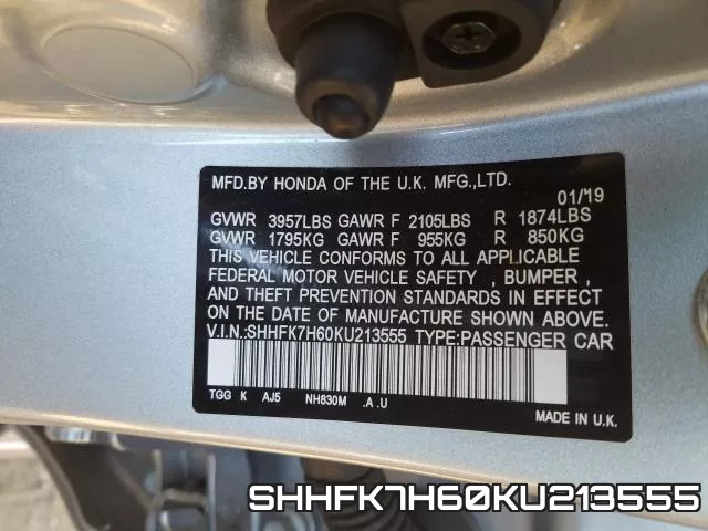SHHFK7H60KU213555