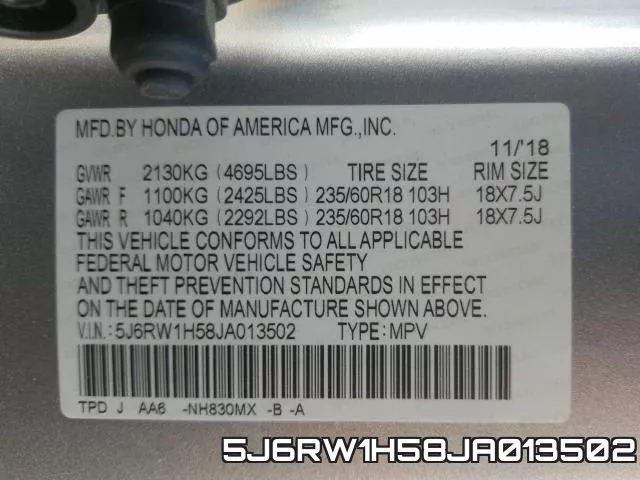 5J6RW1H58JA013502