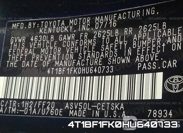 4T1BF1FK0HU640733