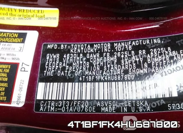 4T1BF1FK4HU687800