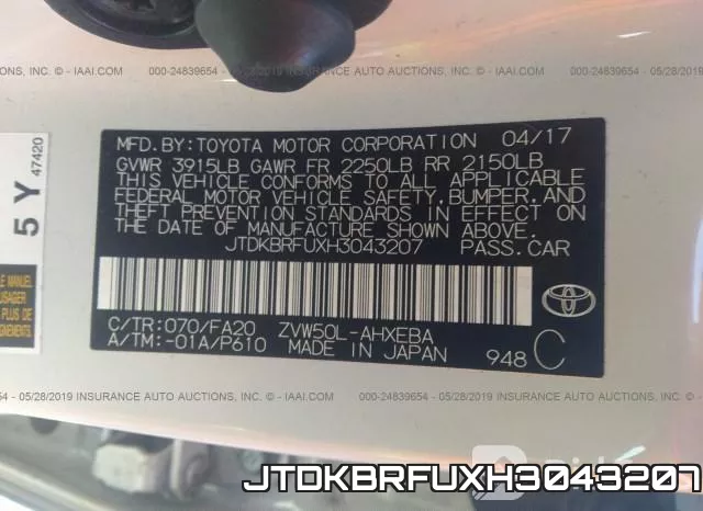 JTDKBRFUXH3043207