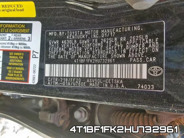 4T1BF1FK2HU732961