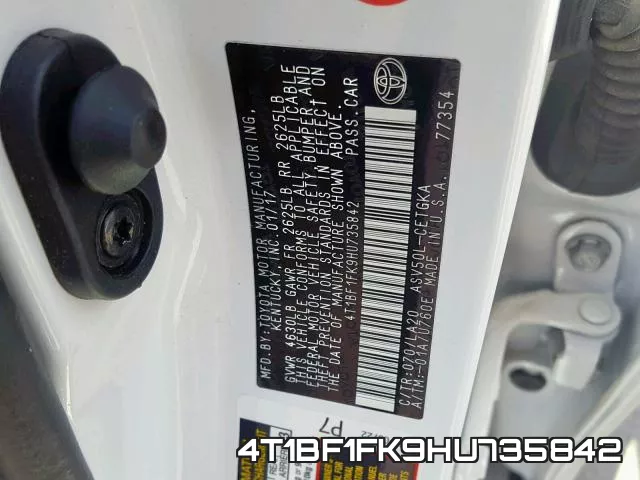 4T1BF1FK9HU735842