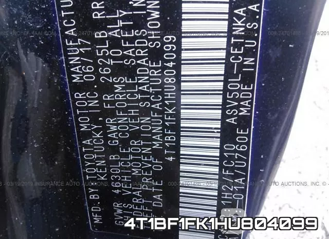 4T1BF1FK1HU804099