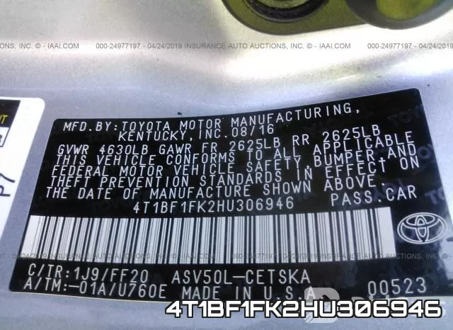 4T1BF1FK2HU306946