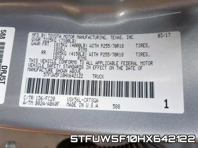 5TFUW5F10HX642122