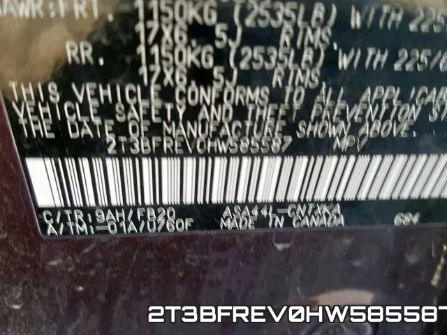 2T3BFREV0HW585587