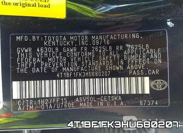 4T1BF1FK3HU680207