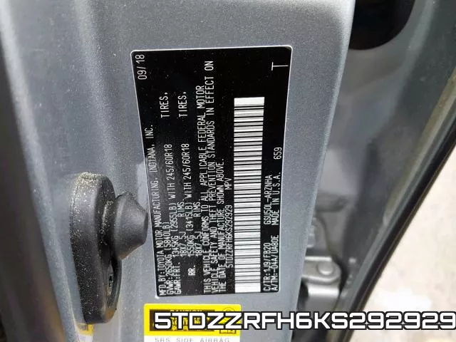 5TDZZRFH6KS292929