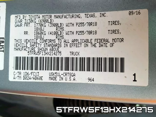 5TFRW5F13HX214275