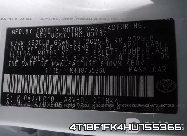 4T1BF1FK4HU755366