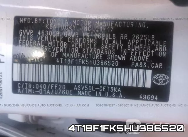 4T1BF1FK5HU386520