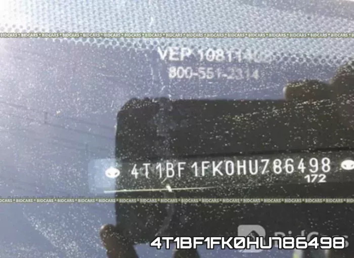 4T1BF1FK0HU786498