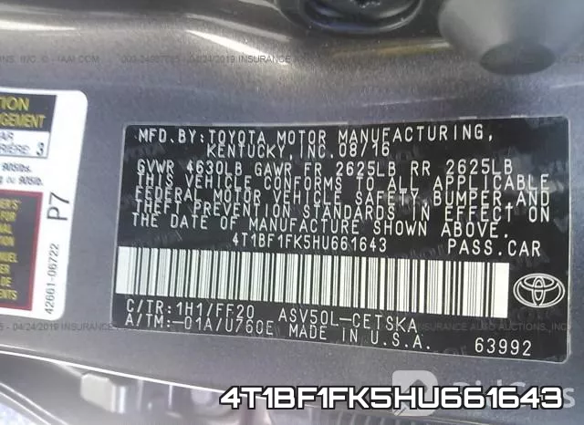 4T1BF1FK5HU661643