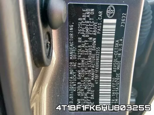 4T1BF1FK6HU803255