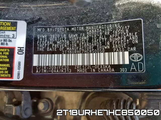 2T1BURHE7HC850050