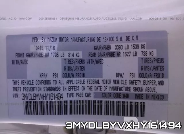 3MYDLBYVXHY161494