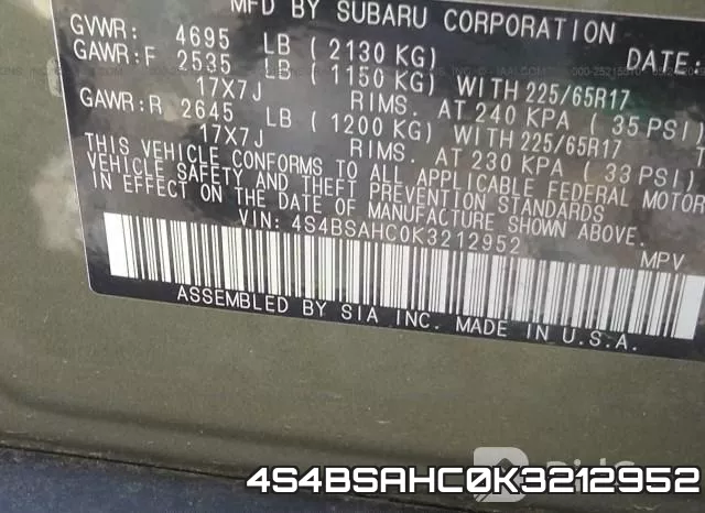 4S4BSAHC0K3212952