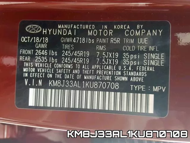 KM8J33AL1KU870708