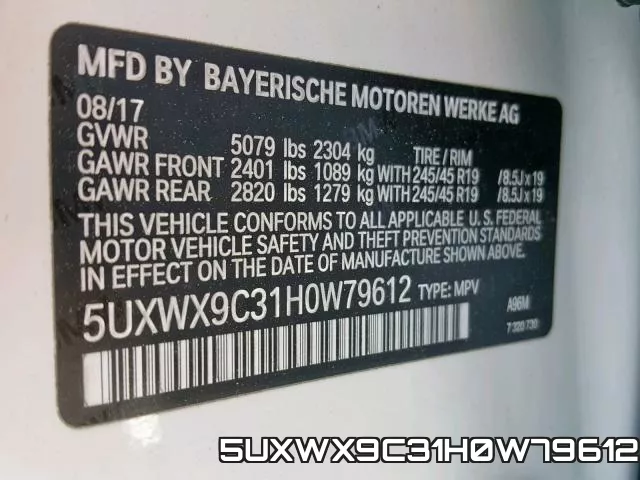 5UXWX9C31H0W79612