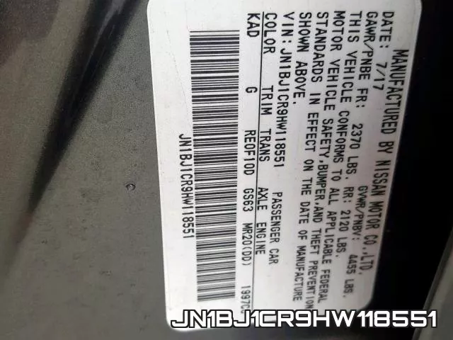 JN1BJ1CR9HW118551